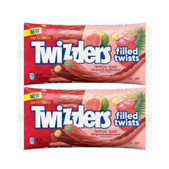Close-up of Tropical Blast filling with pink guava notes in a Twizzlers twist