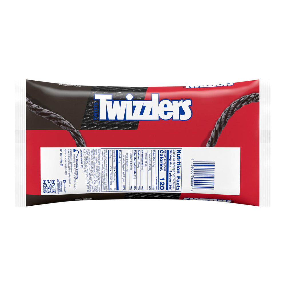 Close up of Twizzlers Twists licorice texture and shine.