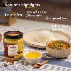 Two Brothers India Farms A2 Ghee jar close-up shows purity