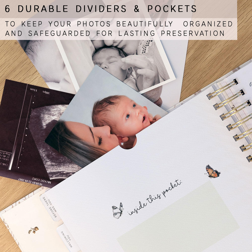 Two Little Dinos keepsake pockets hold photos and mementos for easy curation.