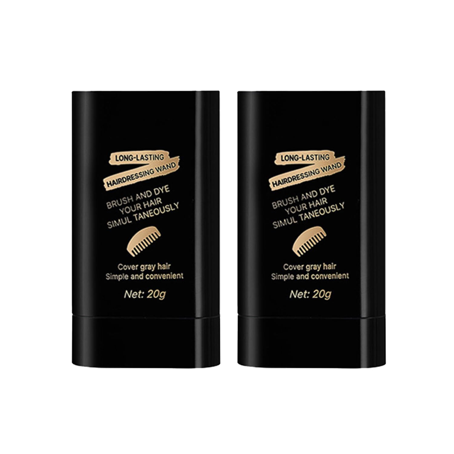Two-pack safe and convenient comb hair dye front view for gray coverage.