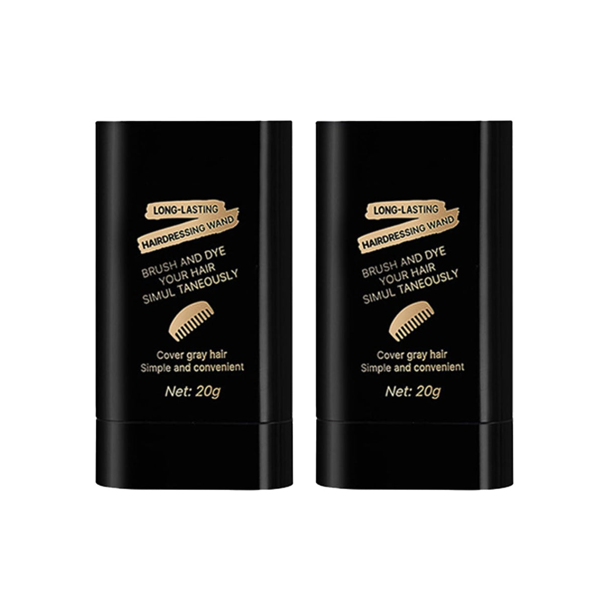 Two-pack safe and convenient comb hair dye front view for gray coverage.