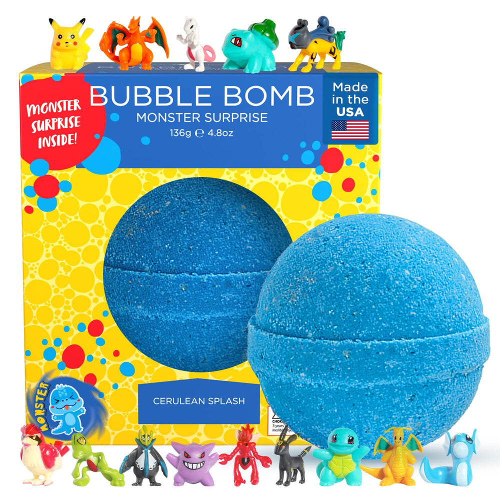 Two Sisters Poke Monster bath bomb with toy inside sparks bath-time excitement for kids.