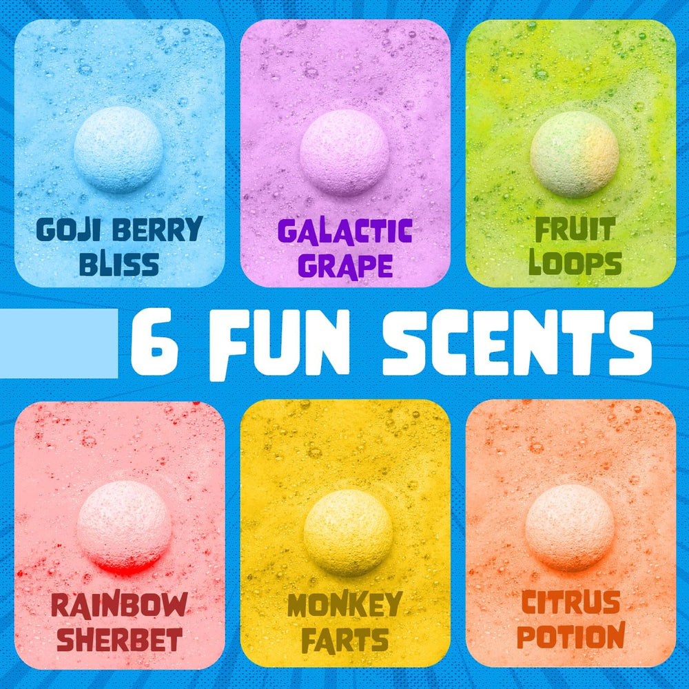 Two Sisters Poke Monster red fruity scent bath bomb creates vivid red foam for bath time fun.