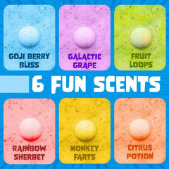 Two Sisters Poke Monster red fruity scent bath bomb creates vivid red foam for bath time fun.