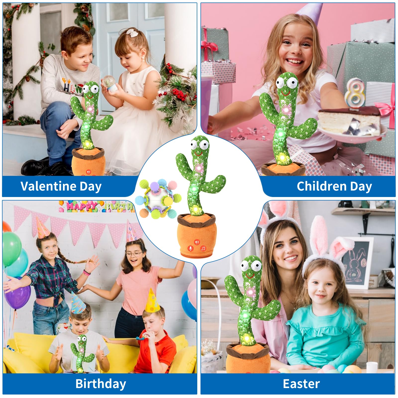TWORIVER Dancing Cactus Toy soft plush surface and stable base for safe play.