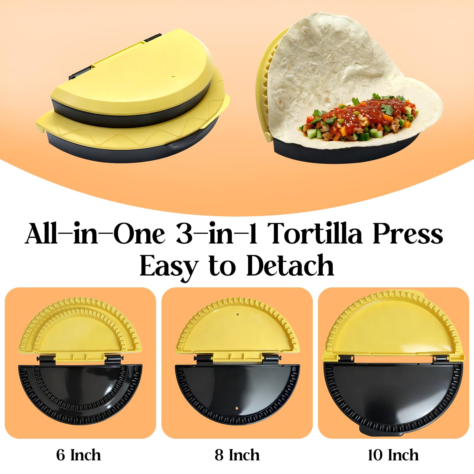 Twostubir tortilla sealer 8inch shell showcases quick press for tacos and quesadillas.