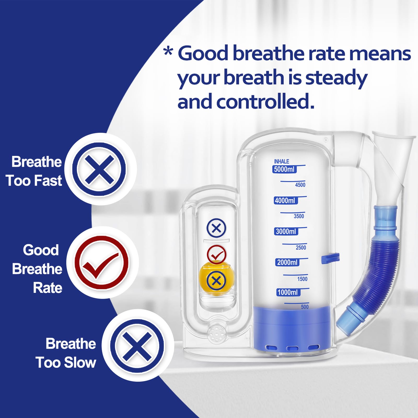 TyeinGo Breathing Trainer in use illustrating guided breathing cadence.