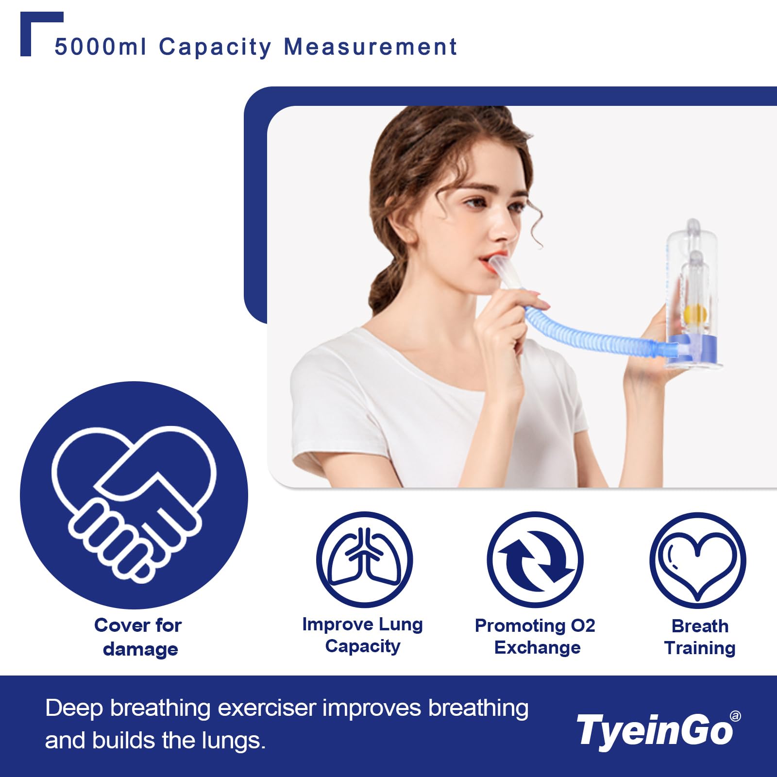 TyeinGo Breathing Trainer side view showing compact design for travel.