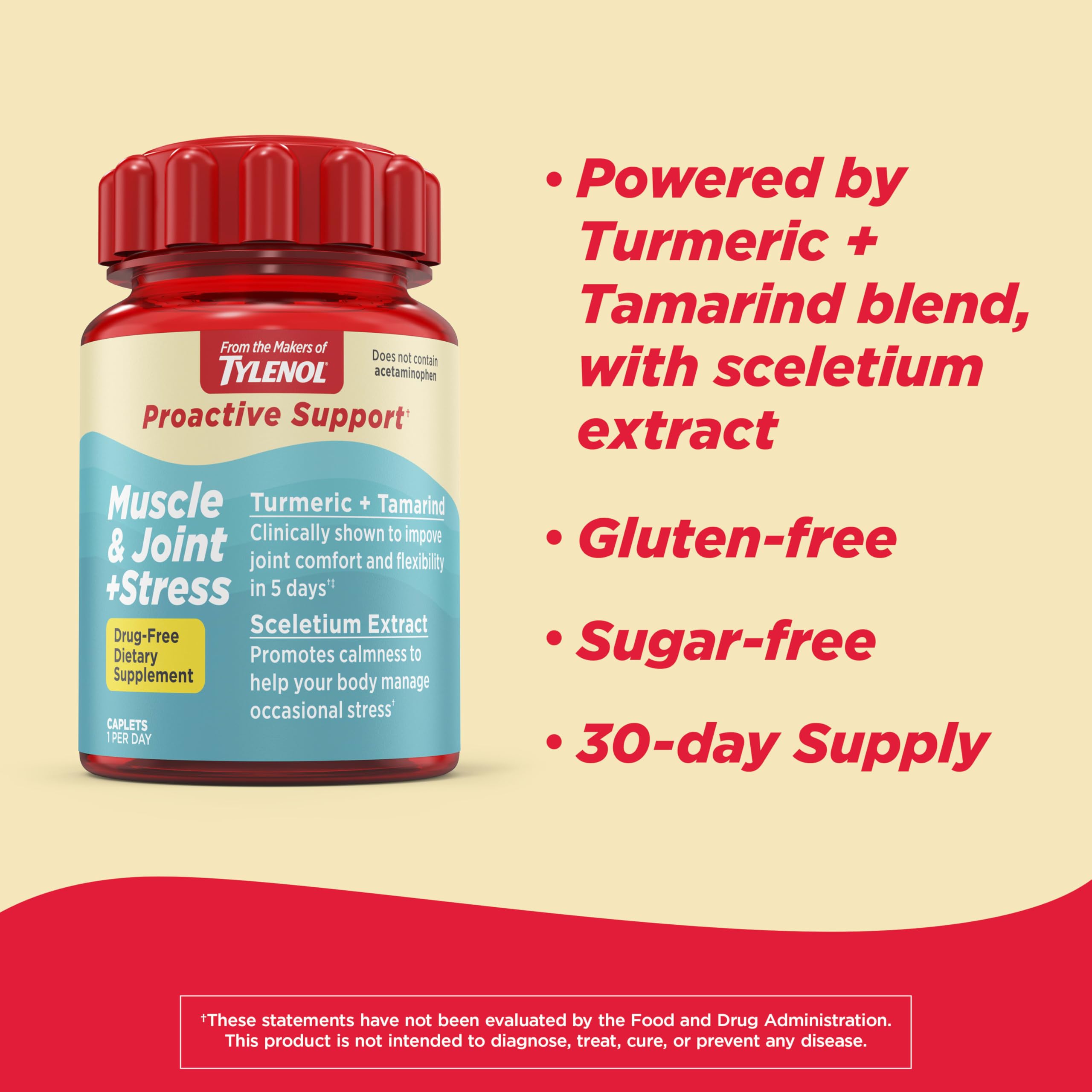 Tylenol Proactive Support capsules showing drug-free formula.