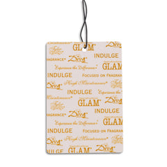 Tyler Candle Co Autoglam High Maintenance air freshener design-pattern showcases white and gold aesthetics.