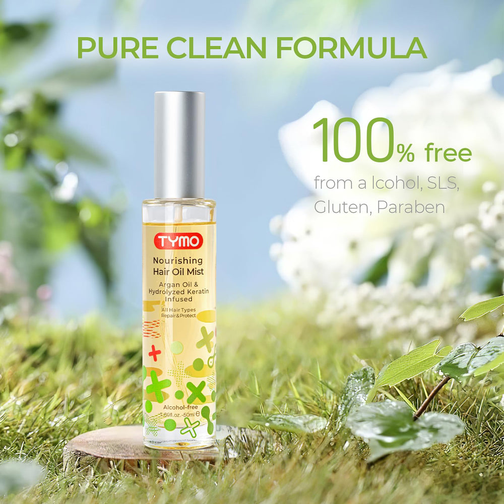 TYMO Argan Hair Oil Spray natural-clean formula.