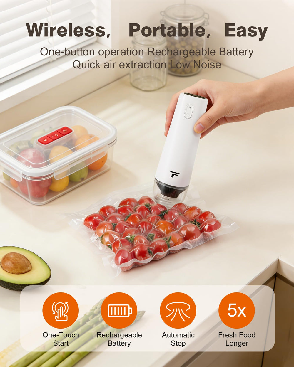 Tynjuov handheld sealer with battery indicator for extended use