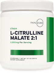 Type Zero L-Citrulline Malate powder jar label showing a clean workout formula
