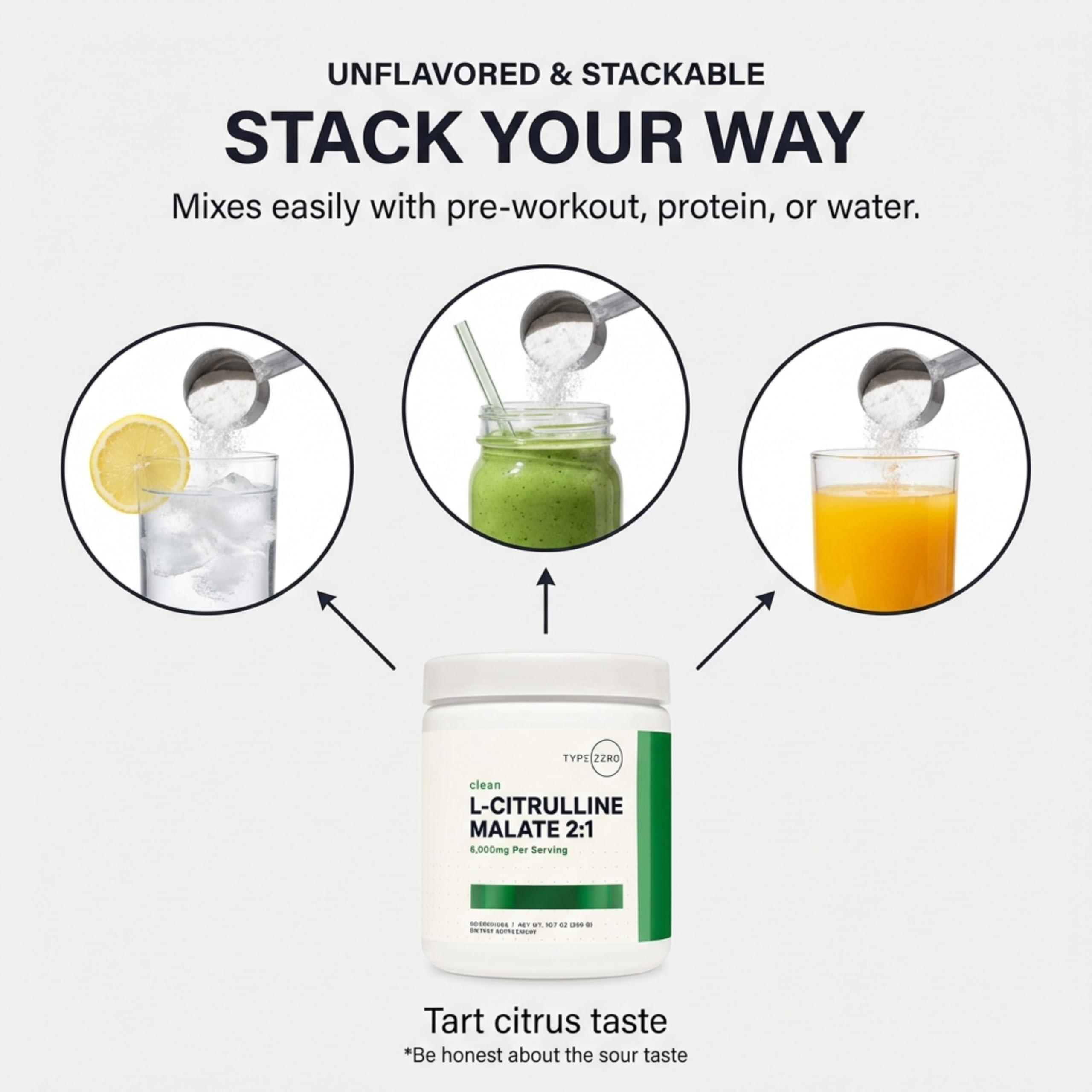 Type Zero unflavored powder measuring spoon for easy mix-and-go workouts