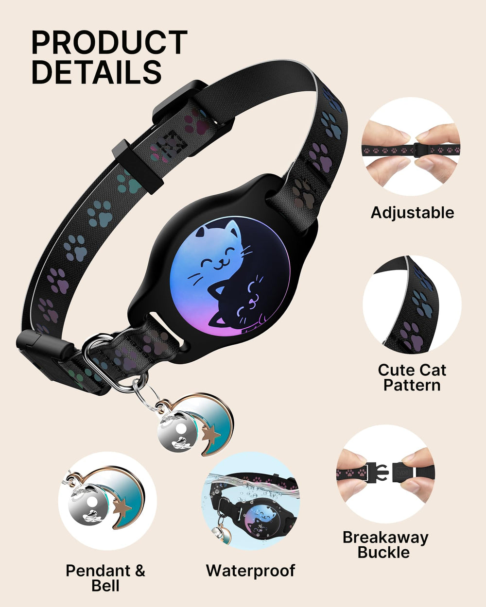 Typecase adjustable cat collar fits 8-11 inches for kittens and adults.