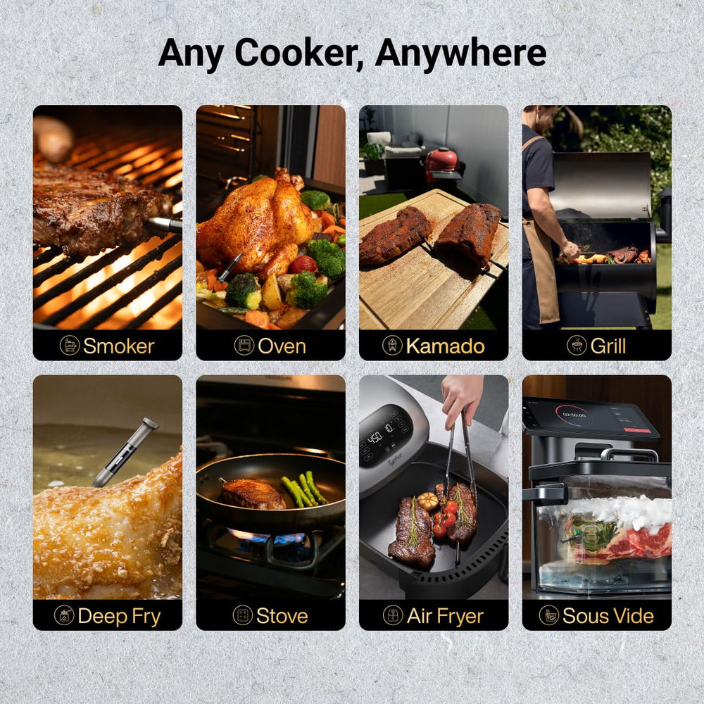 Typhur Sync Gold open-flame grilling with strong Sub-1 GHz signal.