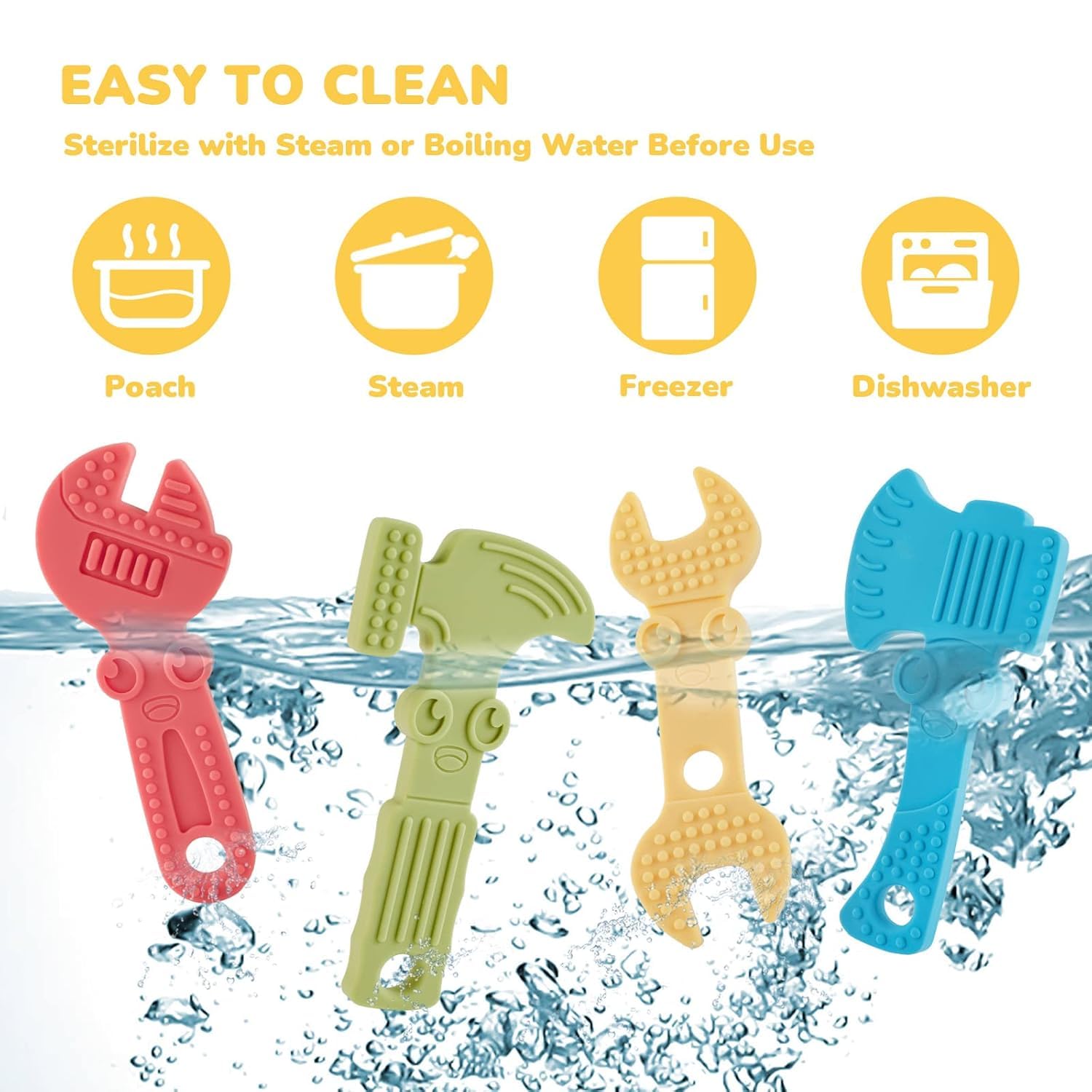 TYRY.HU set of four shapes teether encourages color recognition and fine motor play.