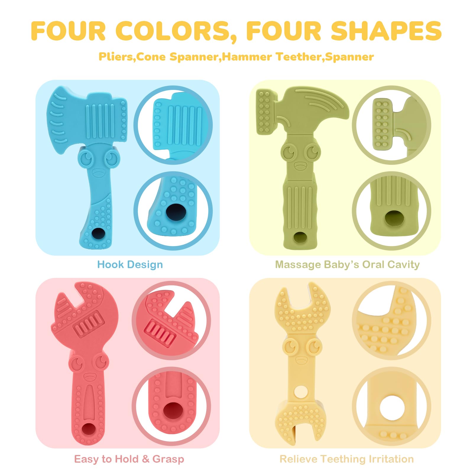 TYRY.HU textured bumps teether provides chewing relief with gentle textures.