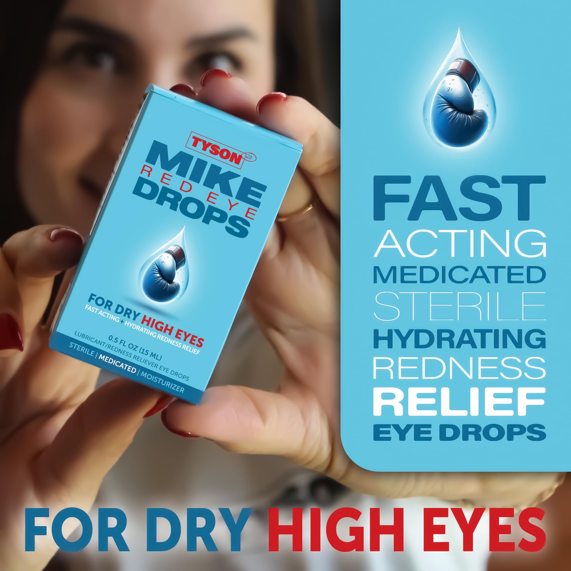 Tyson 2.0 Mike Red Eye Drops precision-tip bottle for controlled application.