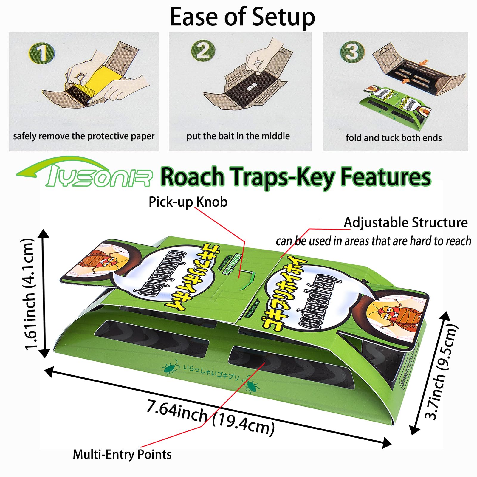 Tysonir roach traps indoor strong glue ensures pests stay captured.