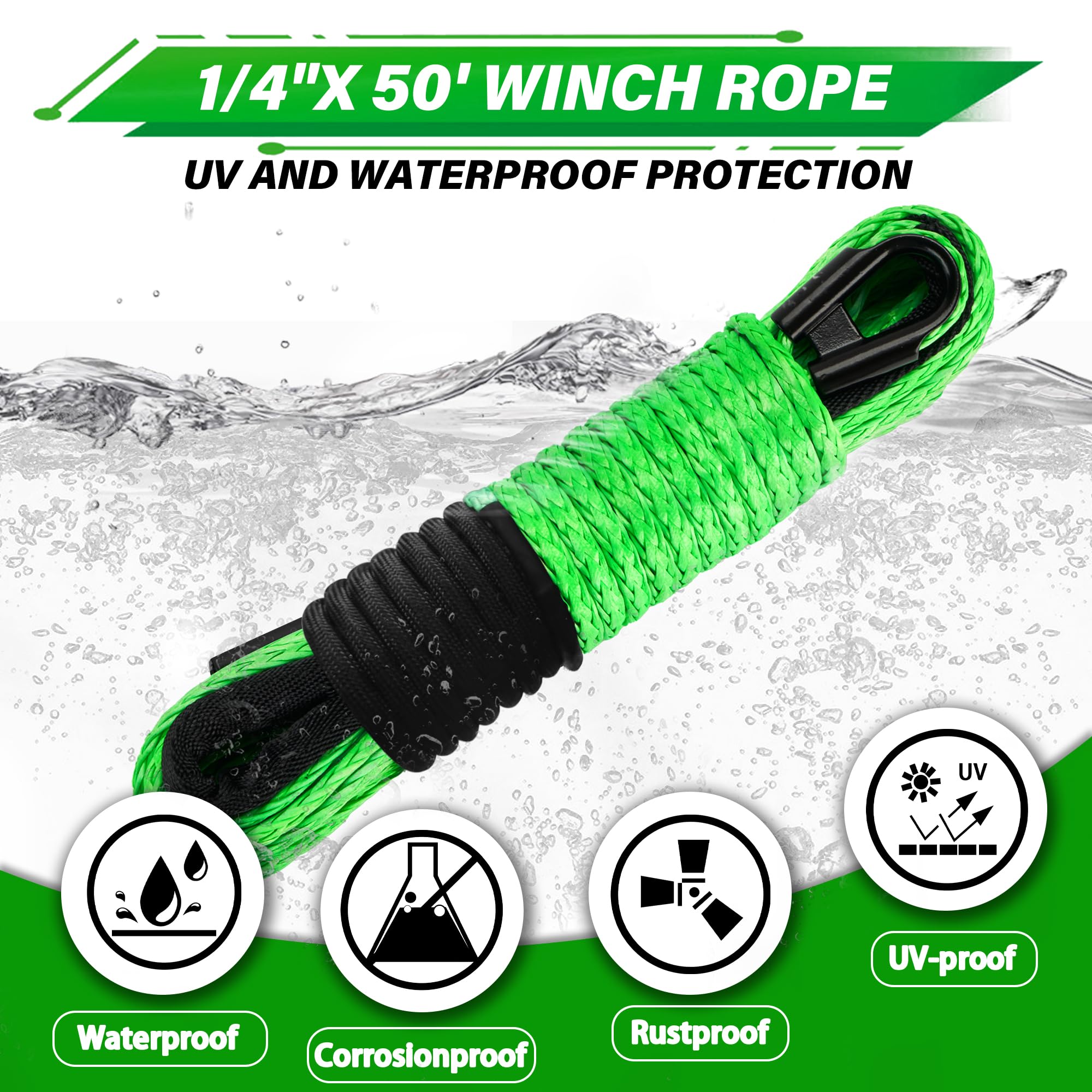 TYT rope close-up shows 12-strand braided rope for durability and easy splicing.