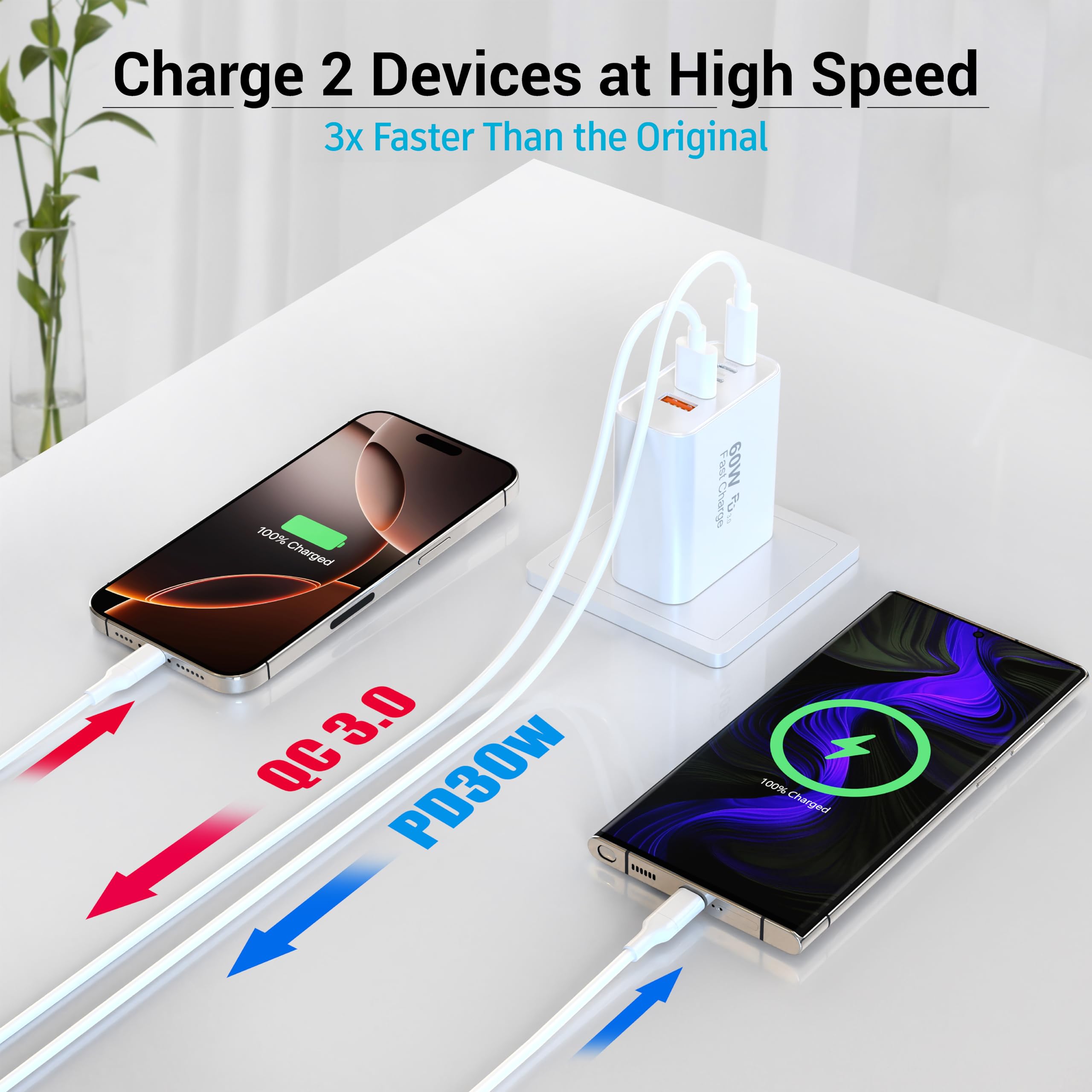 TZBAY charger block close-up highlighting safety materials ABS+PC