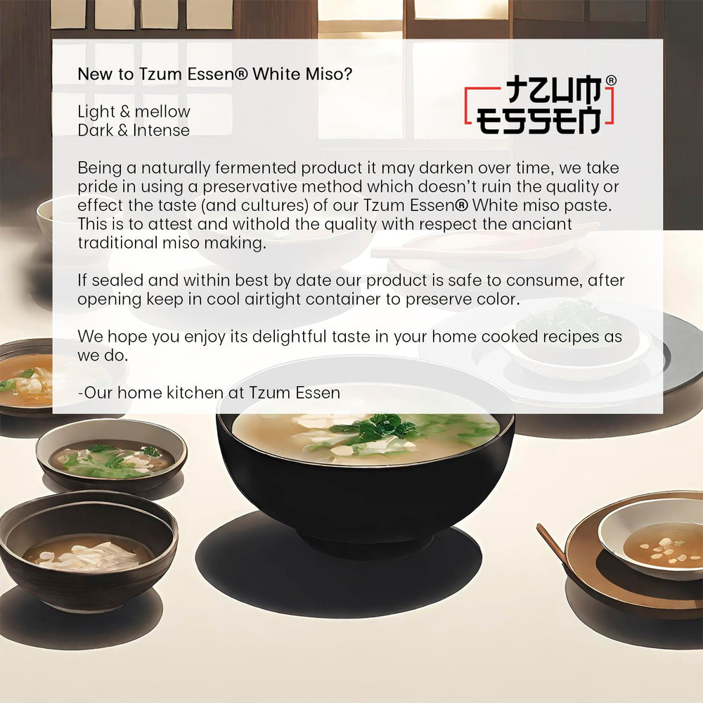 Tzum Essen White Miso Paste in a bowl, ready to add to soup or marinade.