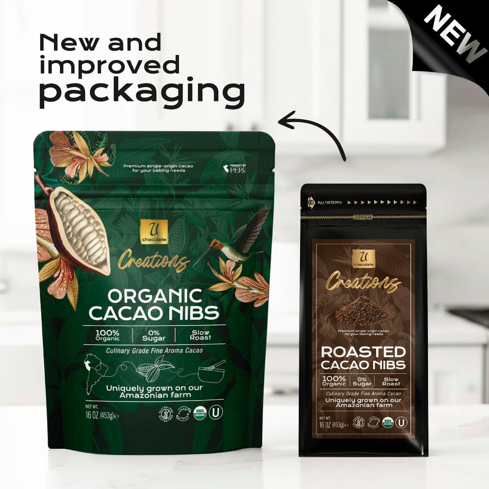 Baking with U Chocolate Creations cacao nibs, richer chocolate notes in desserts.