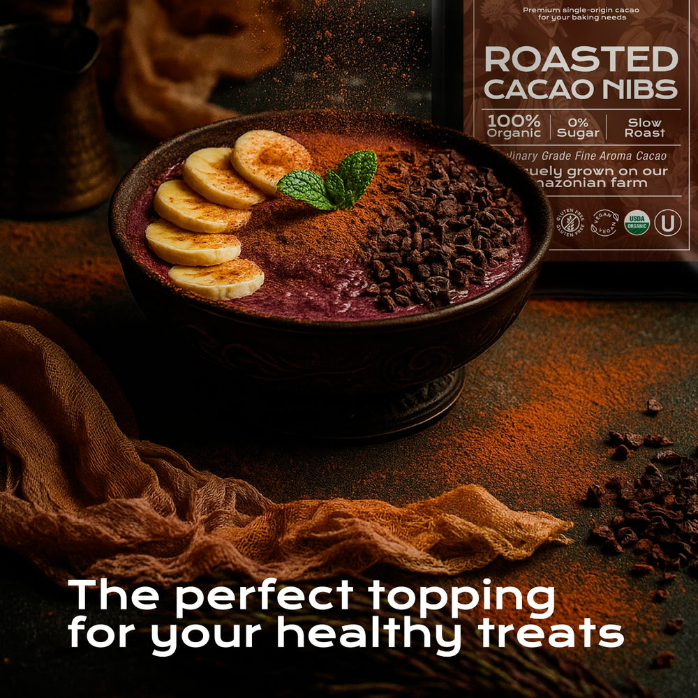 Trail mix with U Chocolate Creations cacao nibs, portable energy snack.