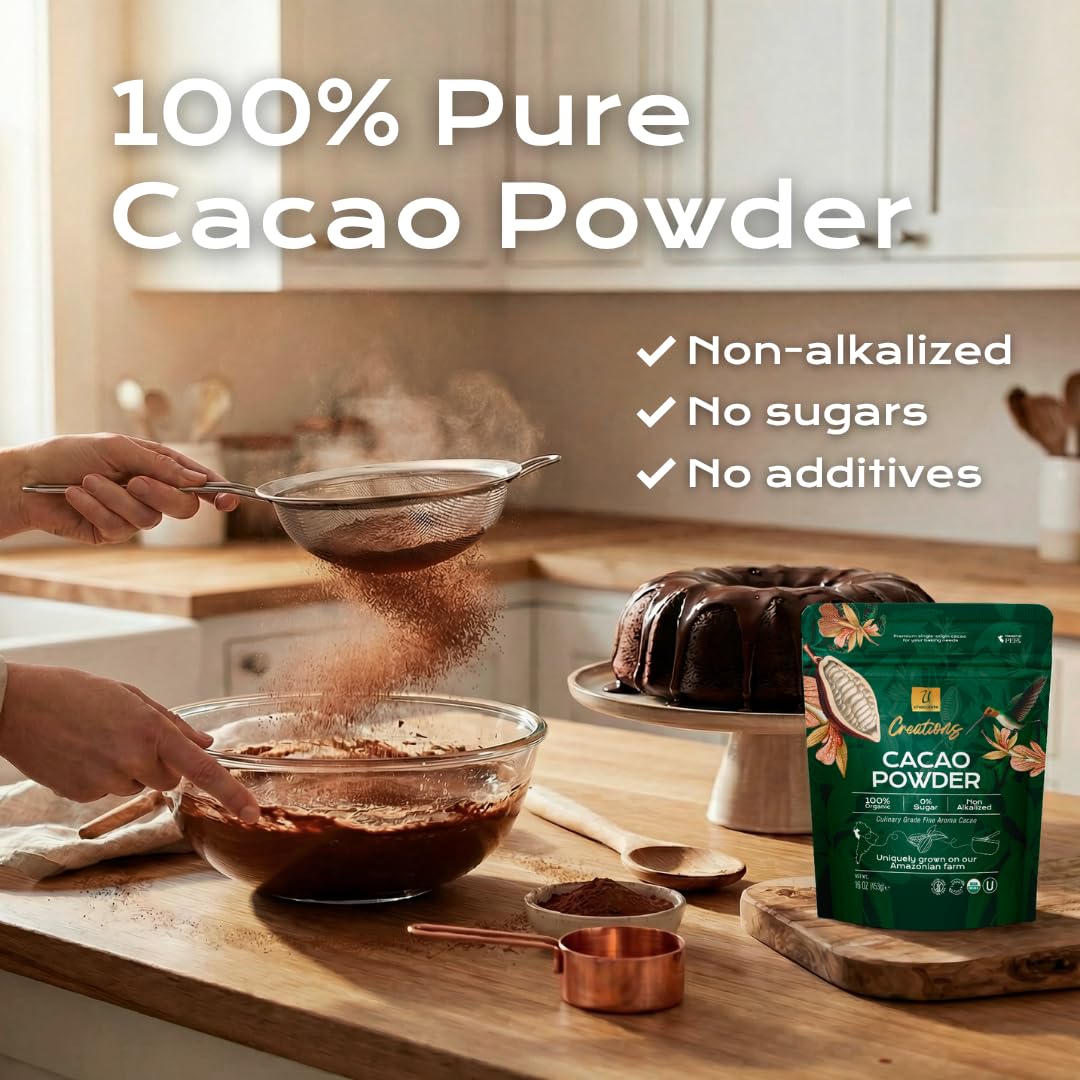 USDA Organic certification on U Chocolate Powder packaging.