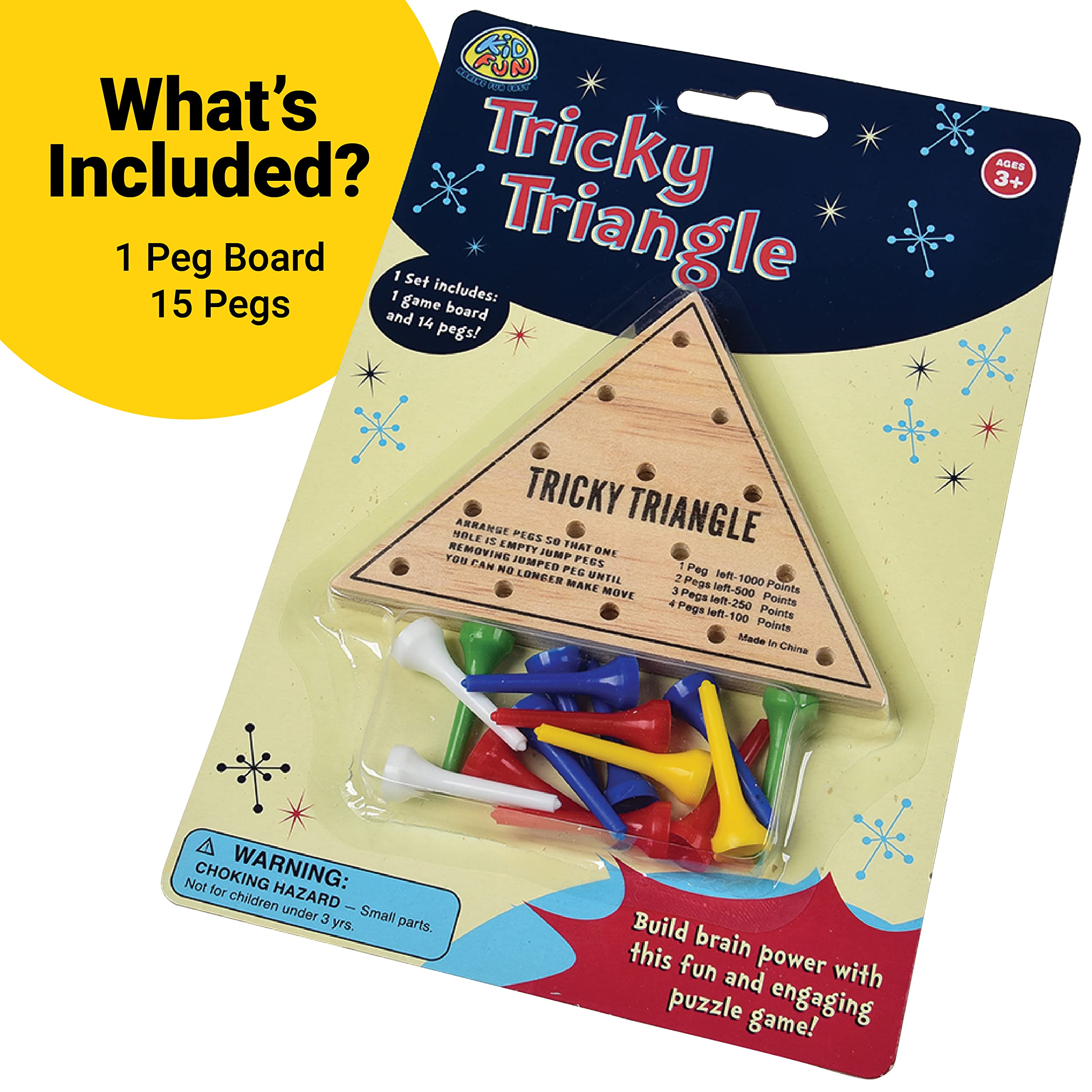 Blister-card packaging of the U.S. Toy Tricky Triangle Game