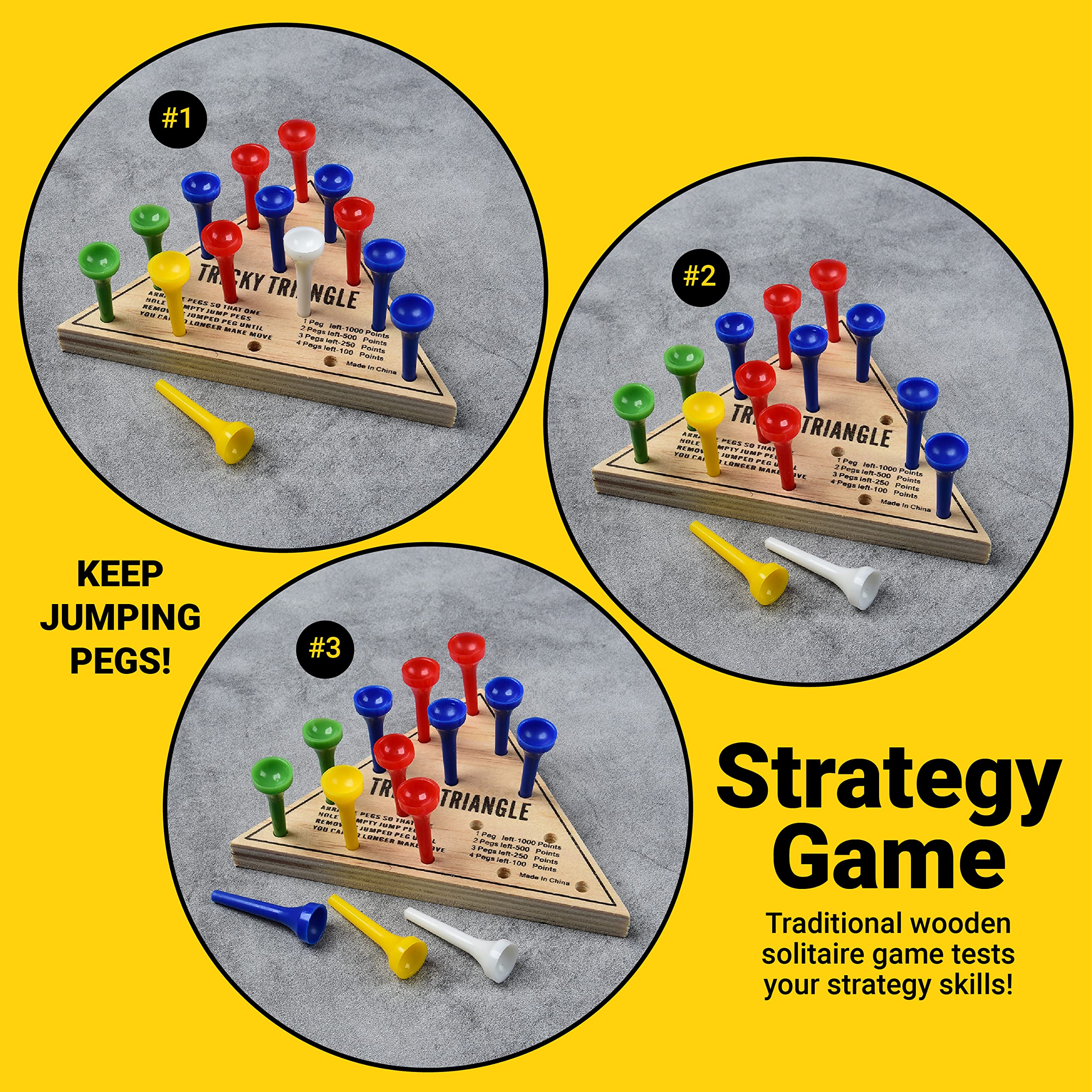Tricky Triangle Game board with printed instructions for quick learning