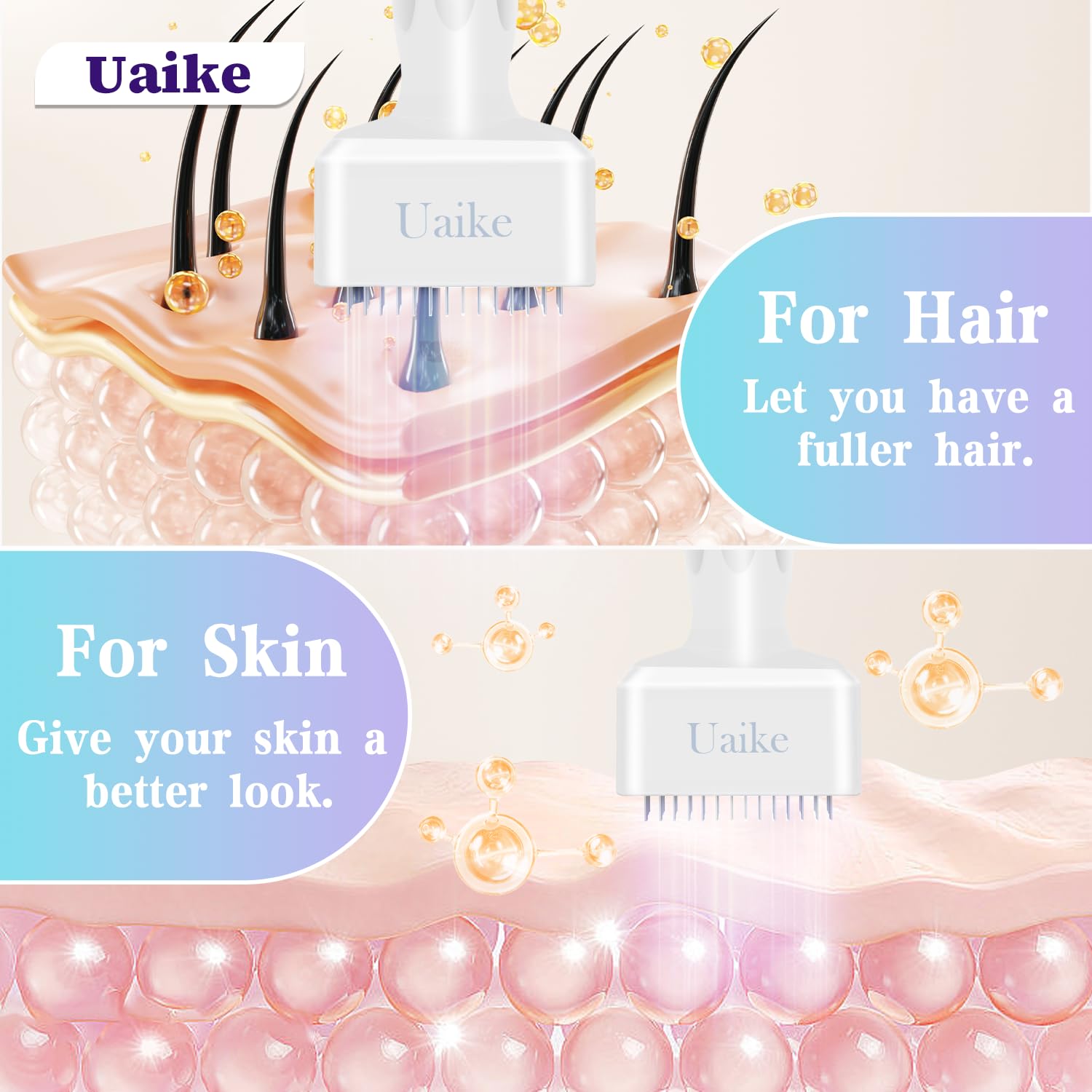 Uaike Derma Stamp for beard: targeted treatment for cleaner edges and fullness.