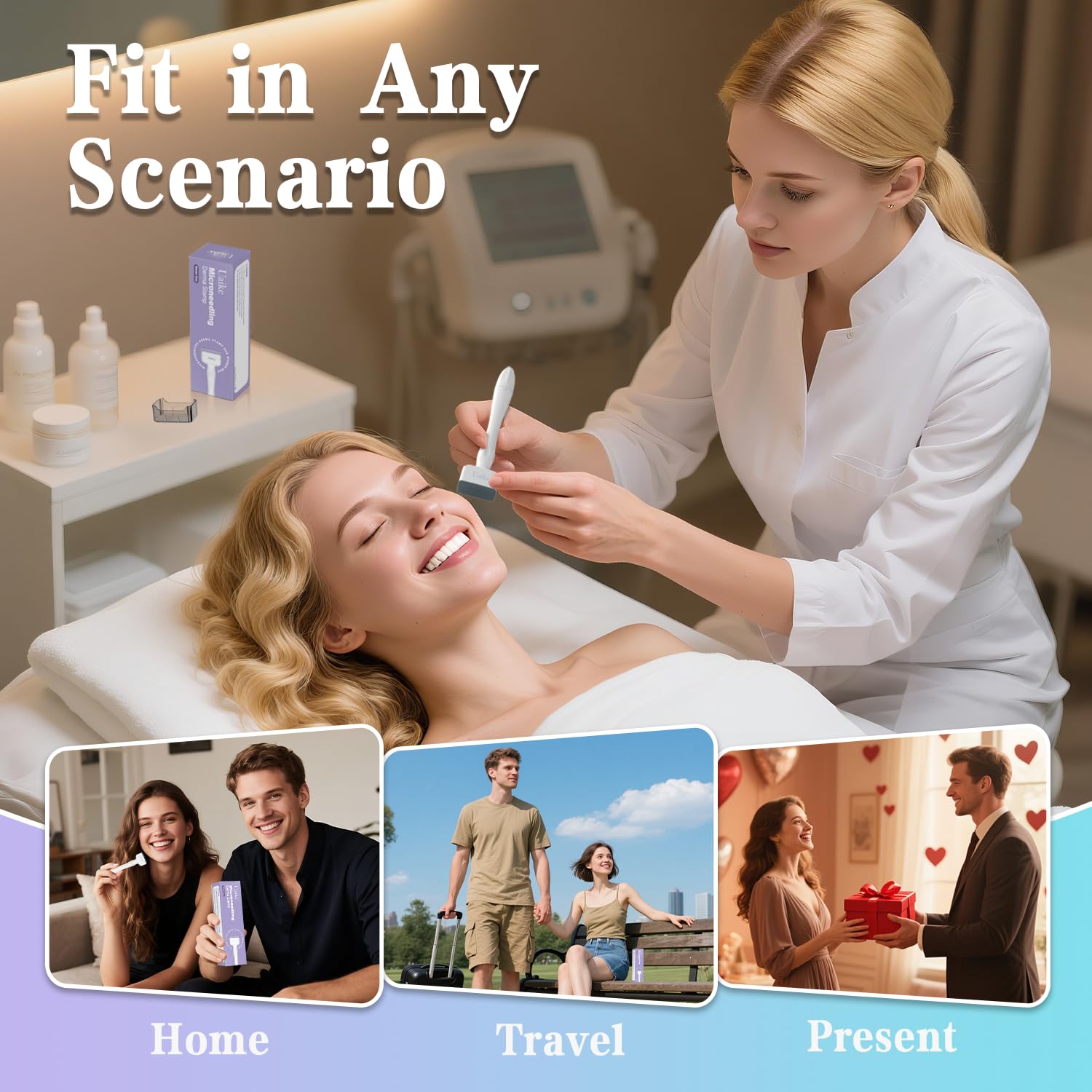 Uaike Derma Stamp portable: lightweight design for quick daily micro-needling.