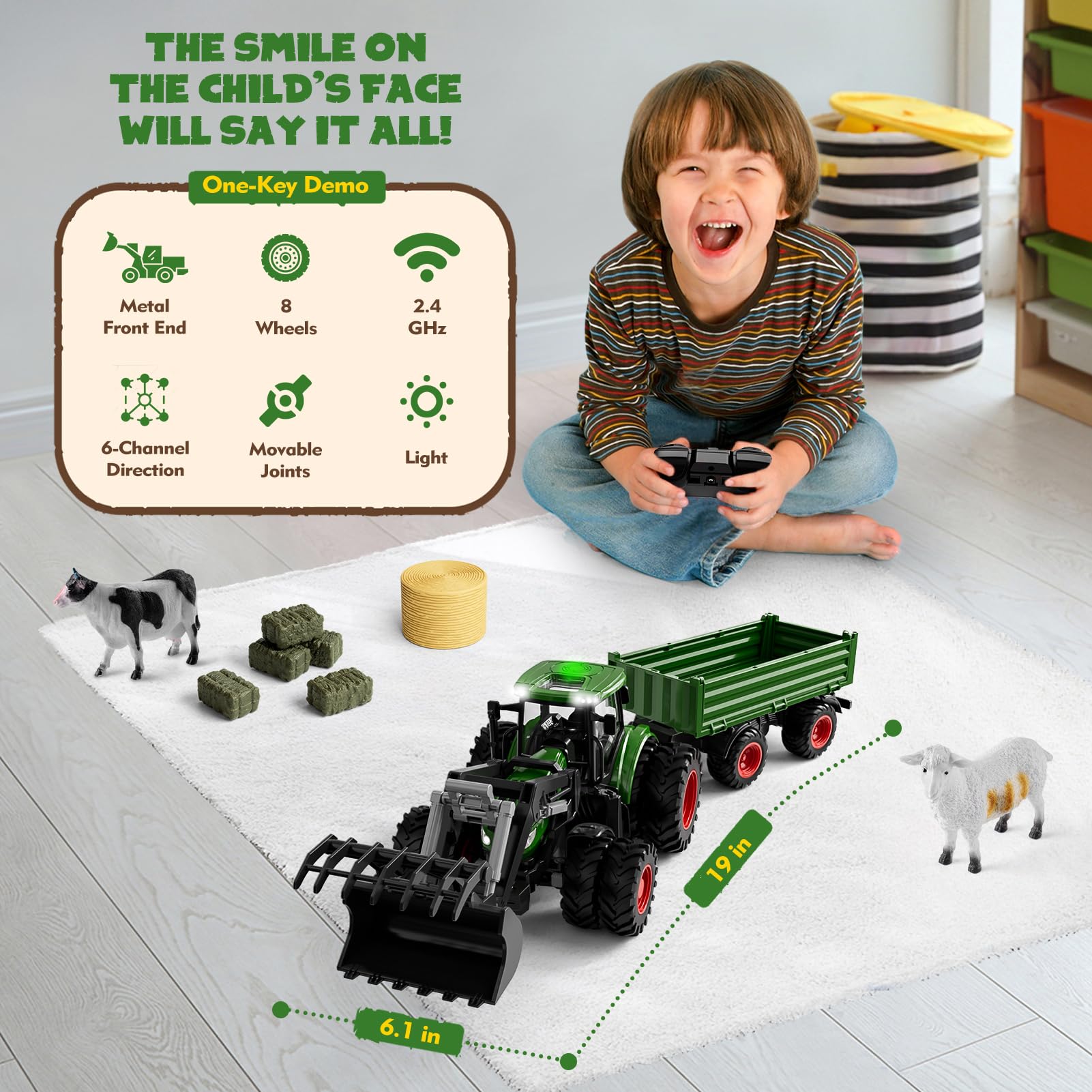Uarzt RC tractor supports multiplayer play with 2.4 GHz connectivity.