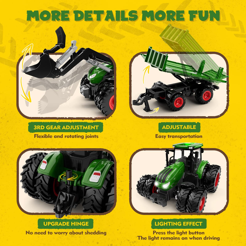 Uarzt RC tractor front loader in action for realistic farm play.
