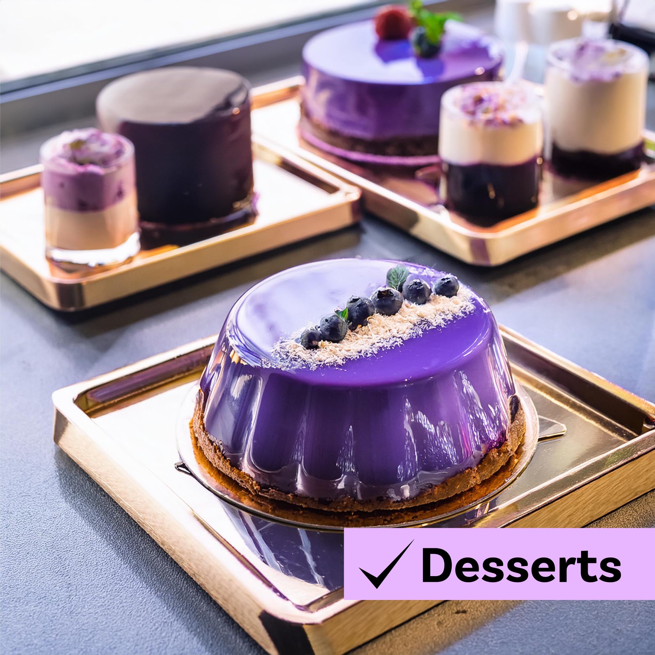 Baker measures Ube Butterfly extract for desserts