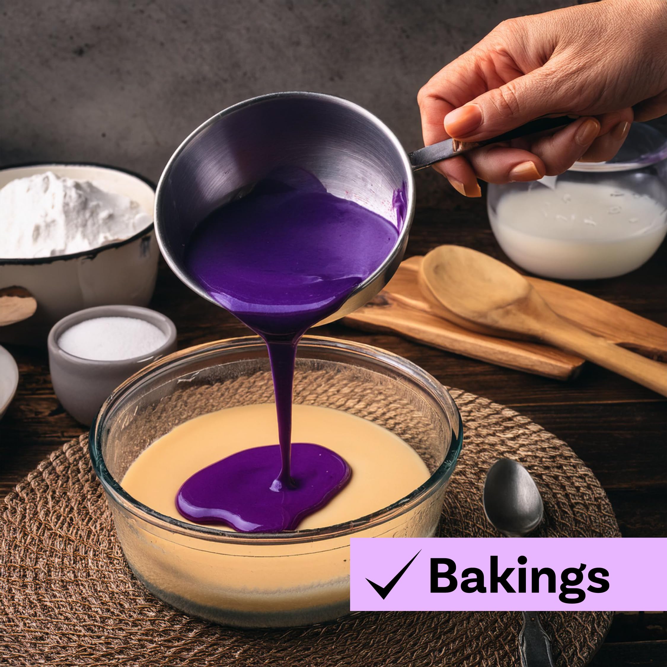 Desserts and beverages prepared with Ube Butterfly flavoring