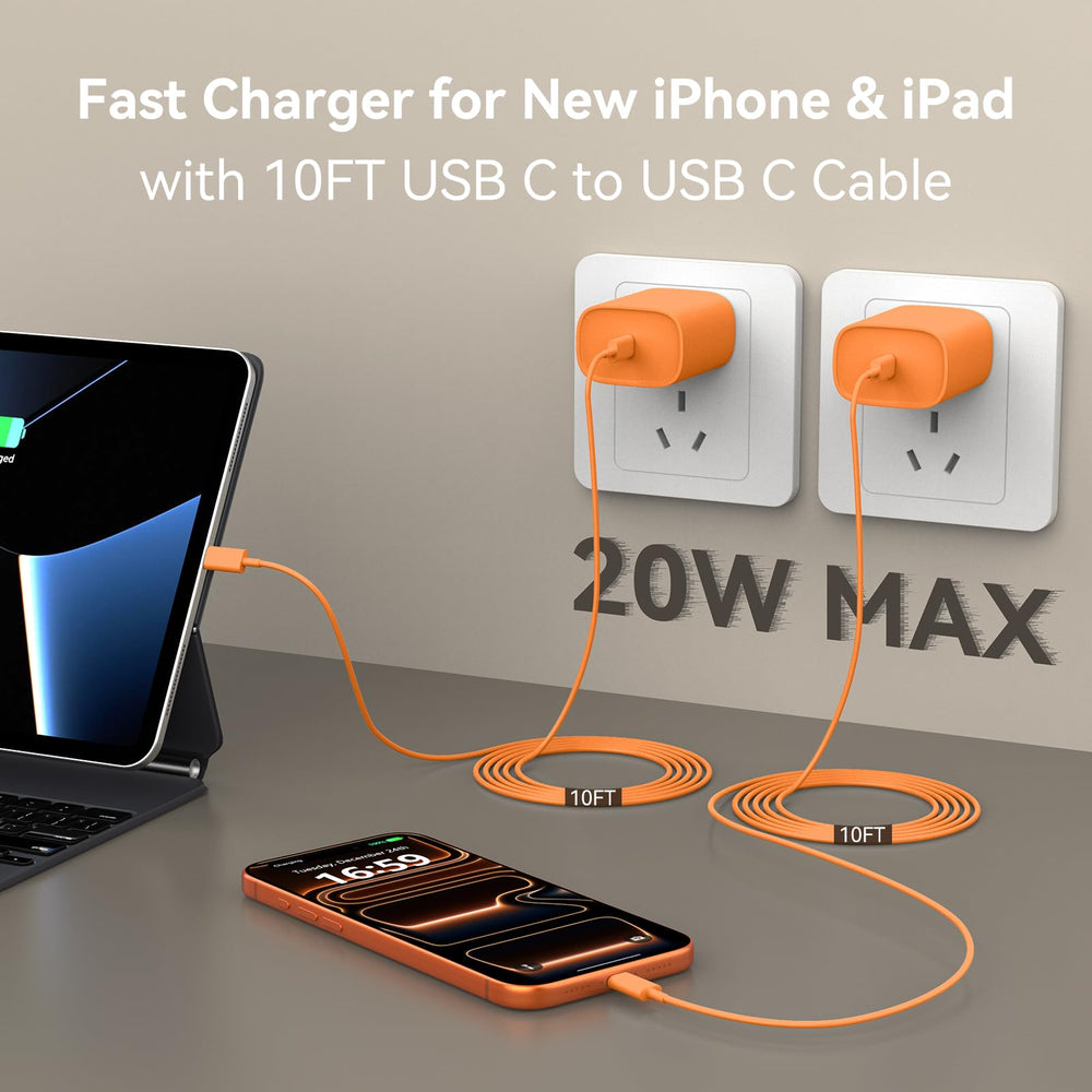 Ubearkk 10ft USB-C cable ideal for comfortable charging from a distance.