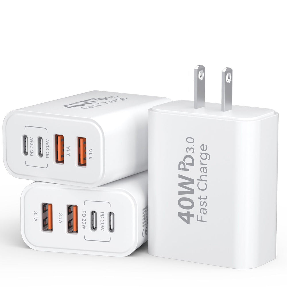 Ubearkk 40W USB-C charger block front view with four ports for multi-device charging.