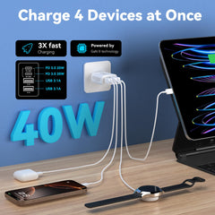 Ubearkk USB-C charger in use on a desk charging multiple devices.