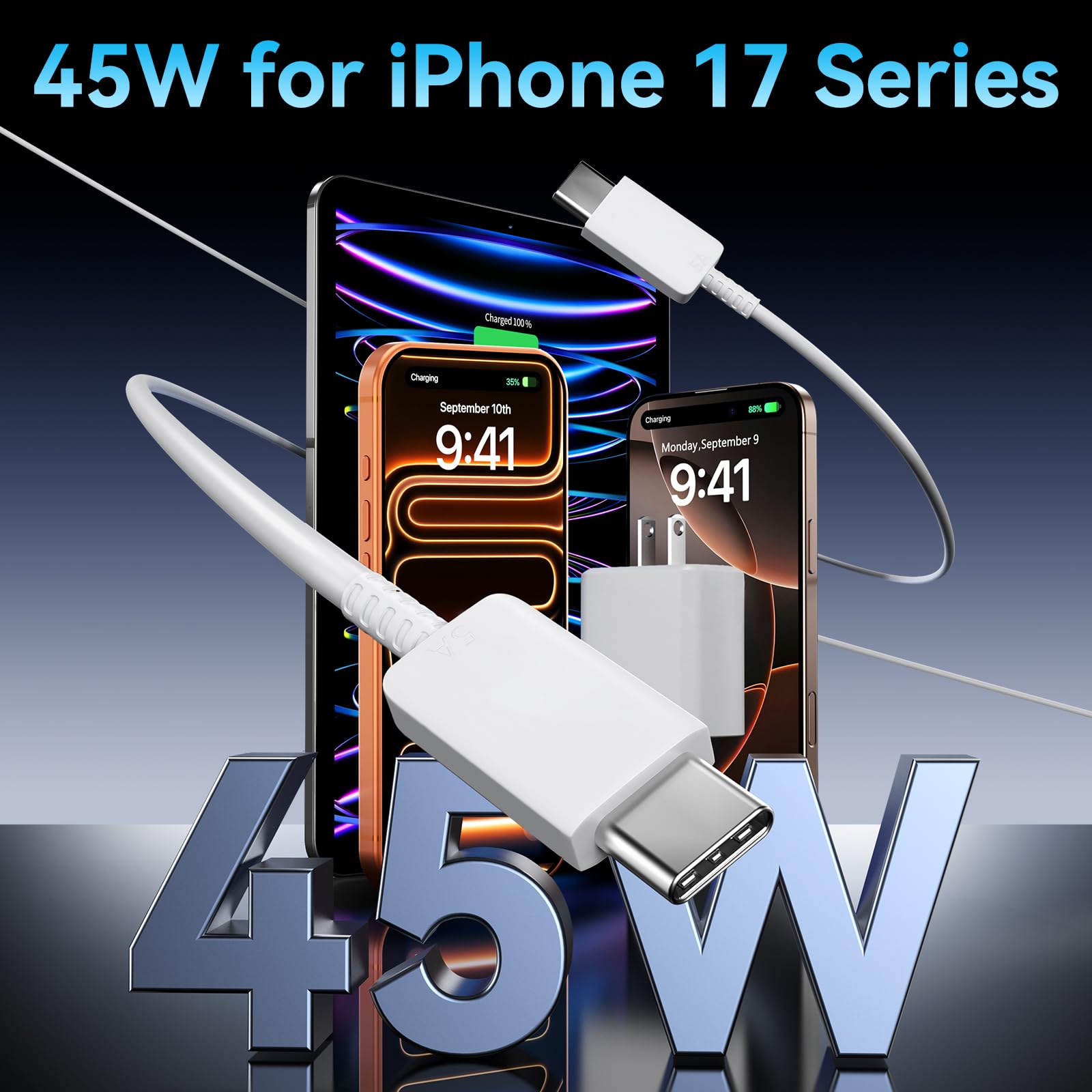 Ubearkk 45W charging block for iPhone 17 series delivers quick power