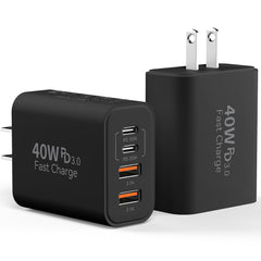 Ubearkk USB C wall charger block, top view, powers four devices quickly at home or office.
