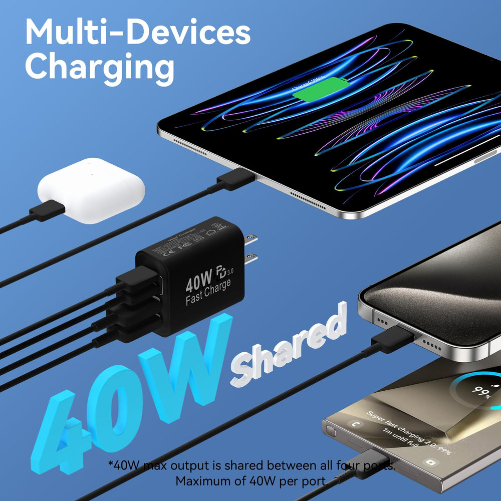 Ubearkk charger blocks travel-ready, ideal for hotel or coffee shop power.