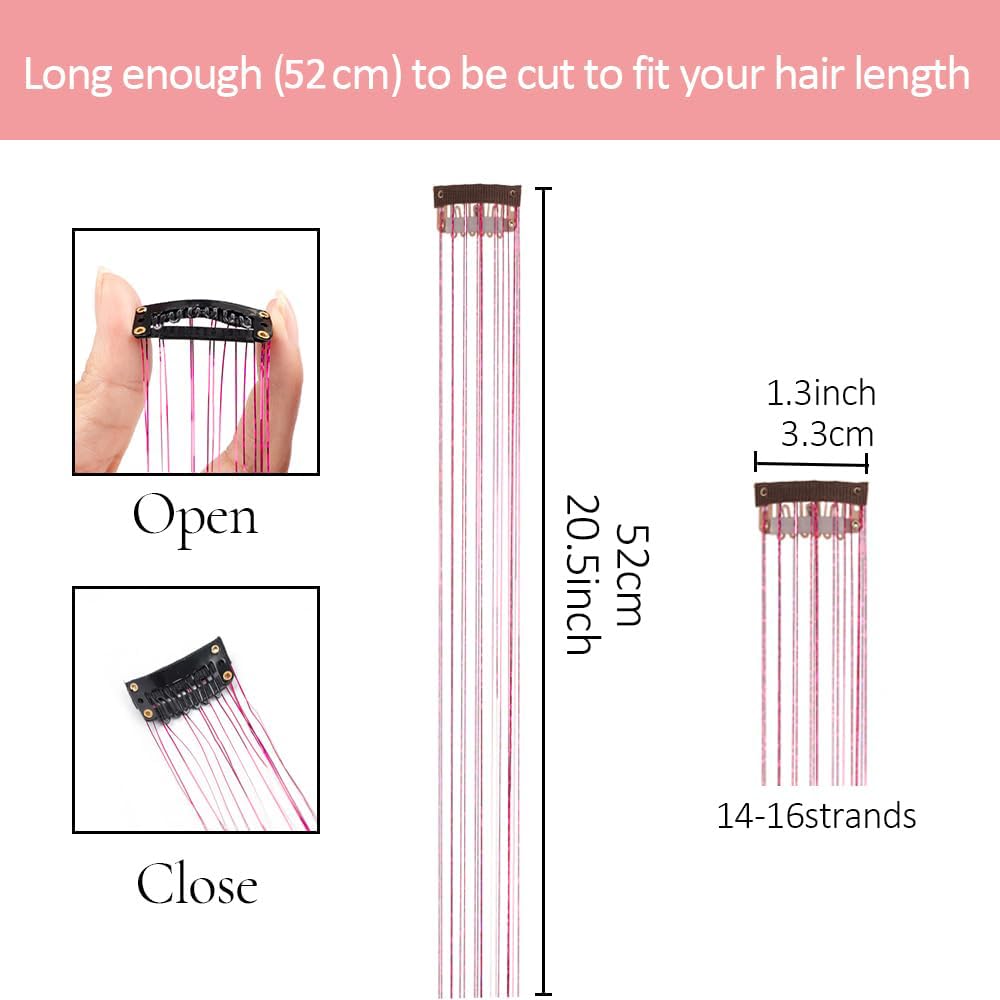 Clip-in tinsel with soft cloth and silicone protection for gentle use