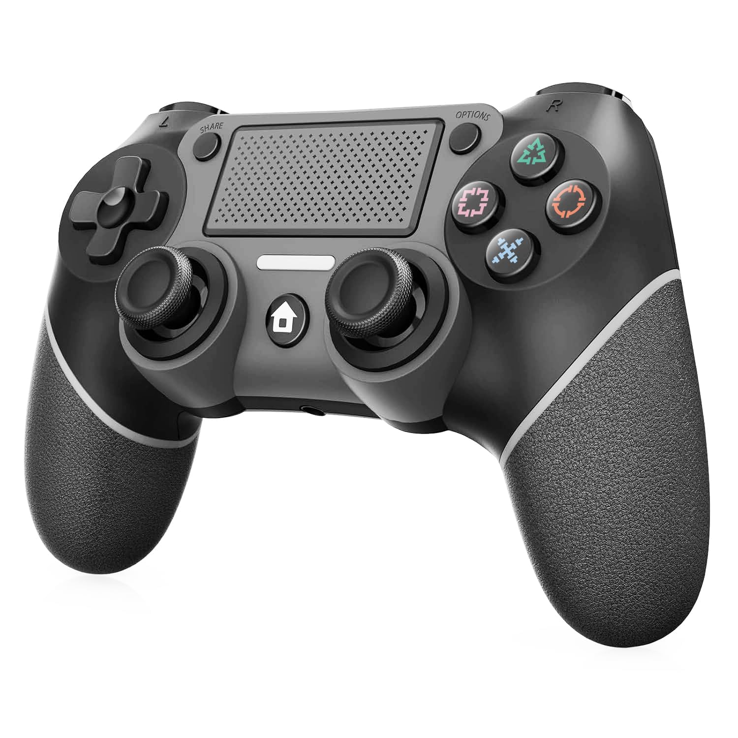 Ubsvaky PS4 controller front view with ergonomic grip for comfort.