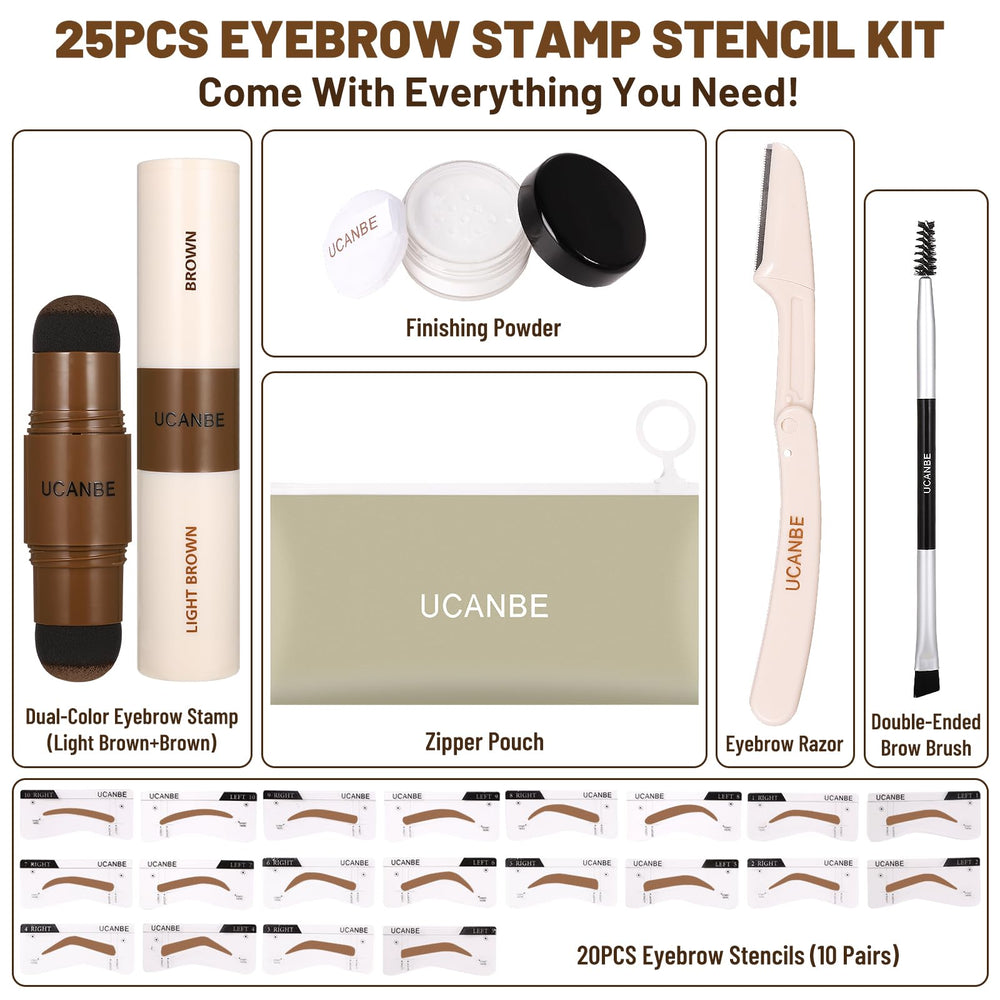 UCANBE 20 reusable eyebrow stencils enable versatile brow shapes.