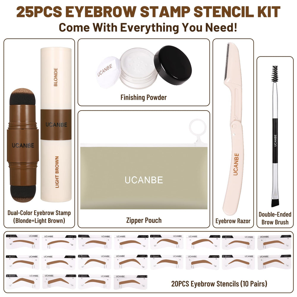 UCANBE 20 reusable eyebrow stencils for versatile shapes and quick brows.