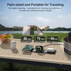 UCOMX foldable 3in1 wireless dock helps save space on desks and trips.